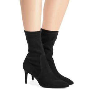 Stuart Weitzman Black Suede Ankle Sock Booties Size 6.5 The Wren